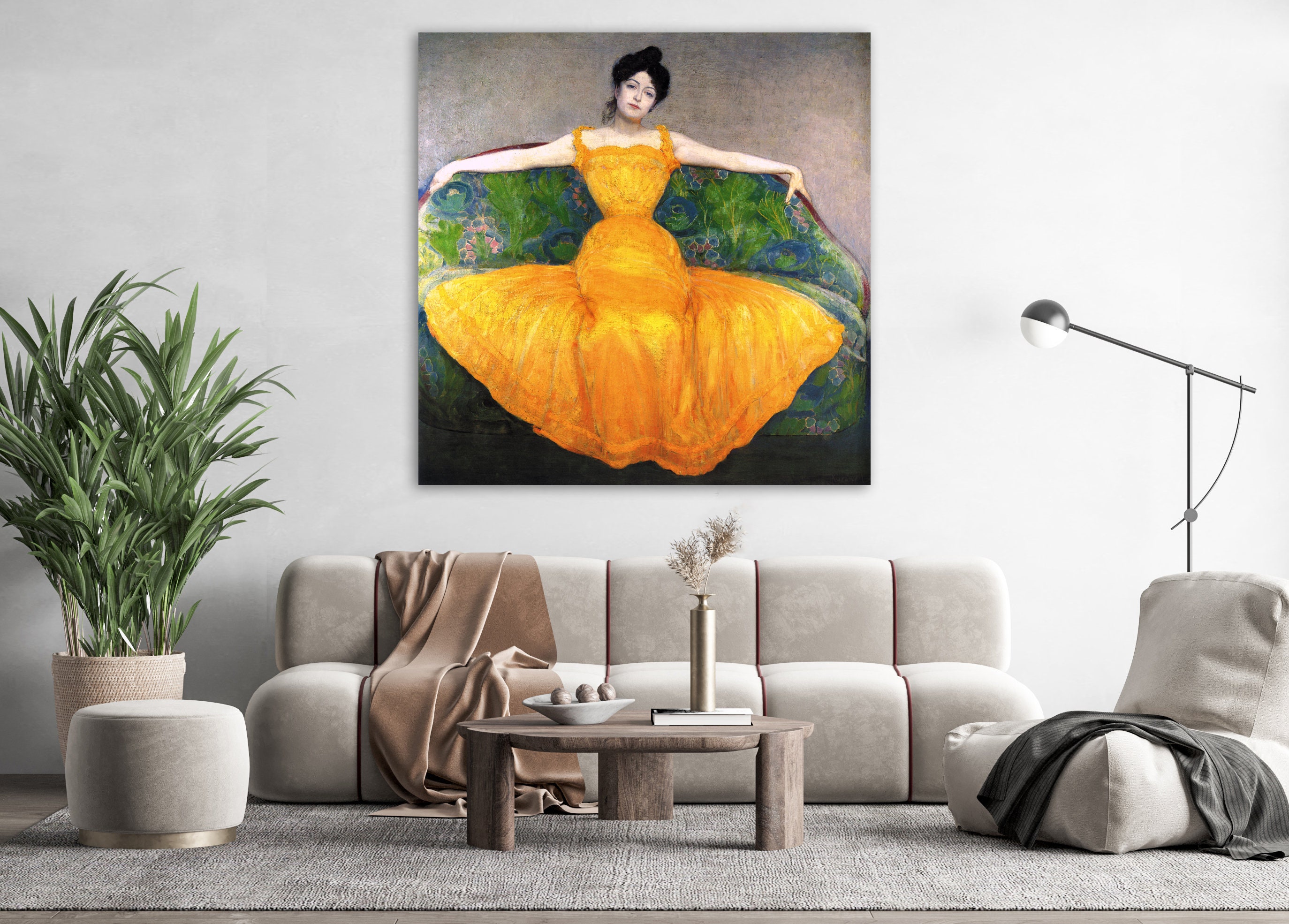 chinese dress ladies Patrica Govezensky Lady in Yellow Dress Print – renewfinds main image 0