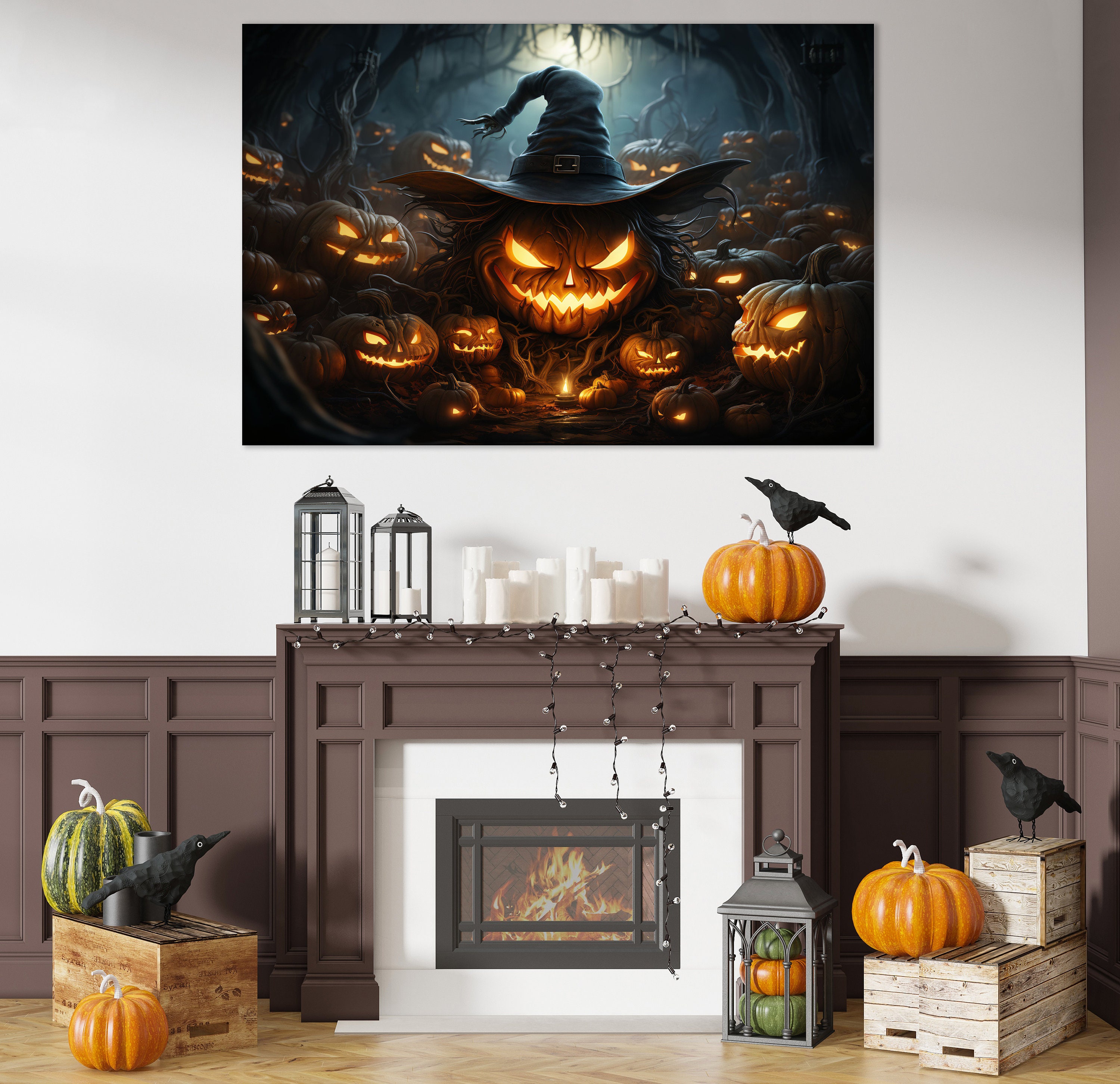Halloween Gift, Huge Canvas Home Decor, Jack O Lantern Canvas Print ...