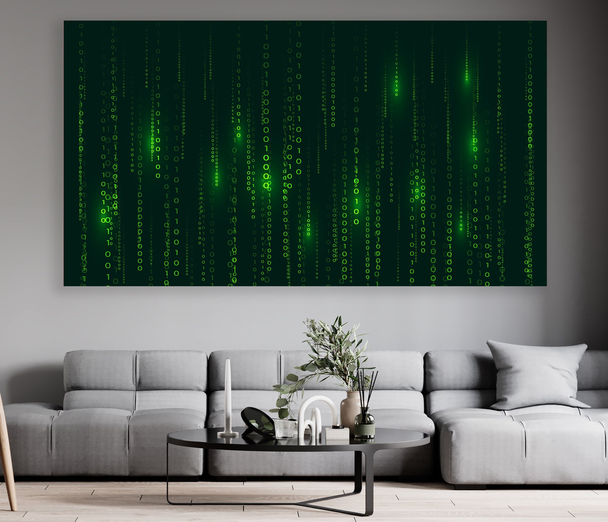 Matrix Style Binary Code Art Print, Huge Canvas Office Decor, Huge ...