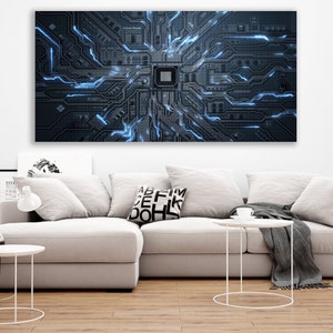 Circuit Layout Wall Art, Huge Canvas Home Decor, Circuit Layout Office ...