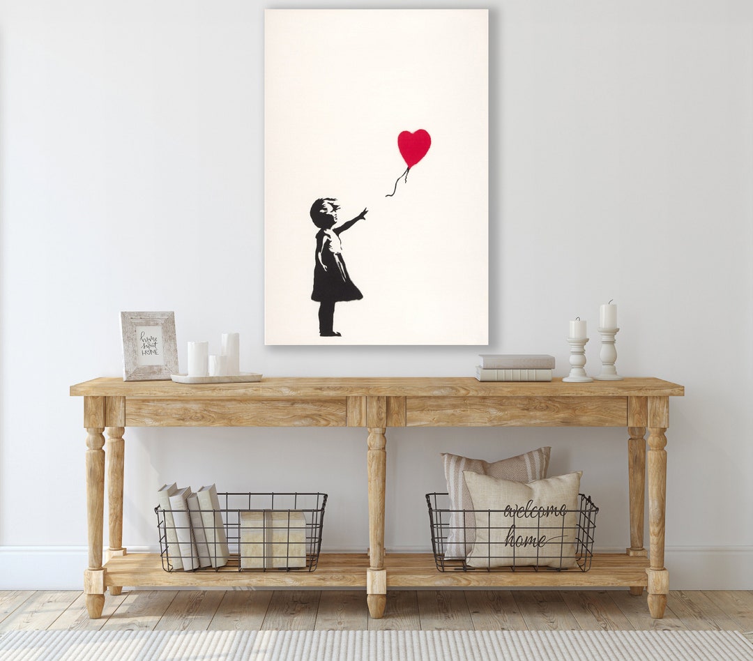 Banksy Art, Red Balloon Girl Wall Decor, Huge Canvas Home Decor, Banksy