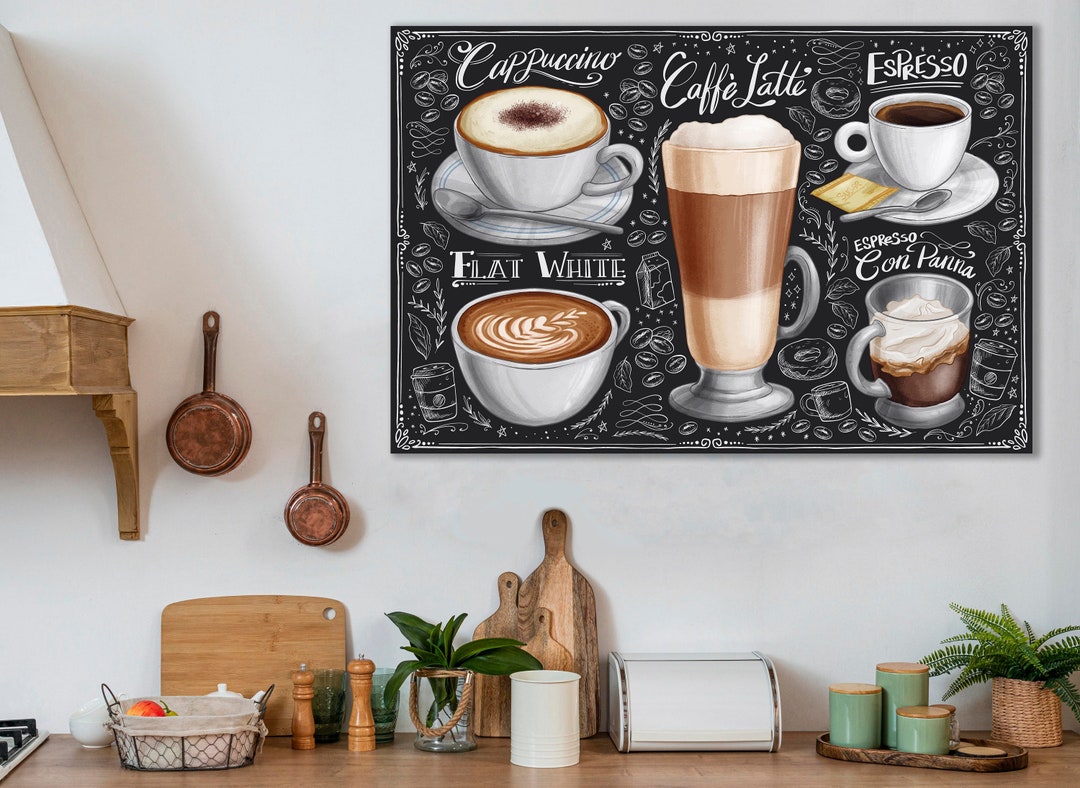Coffee Canvas, Coffee Wall Art, Coffee Menu Wall Sign, Huge Canvas Wall