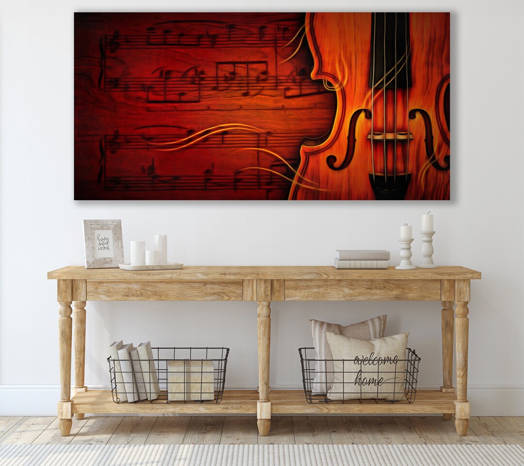Violin Art, Music Notes, Huge Canvas Wall Decor, Music Notes Wall Art ...