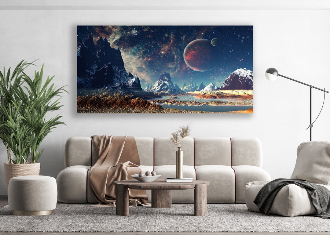 Planets Canvas, Space Art, Huge Canvas Wall Art, Nebula Wall Art, Milky ...