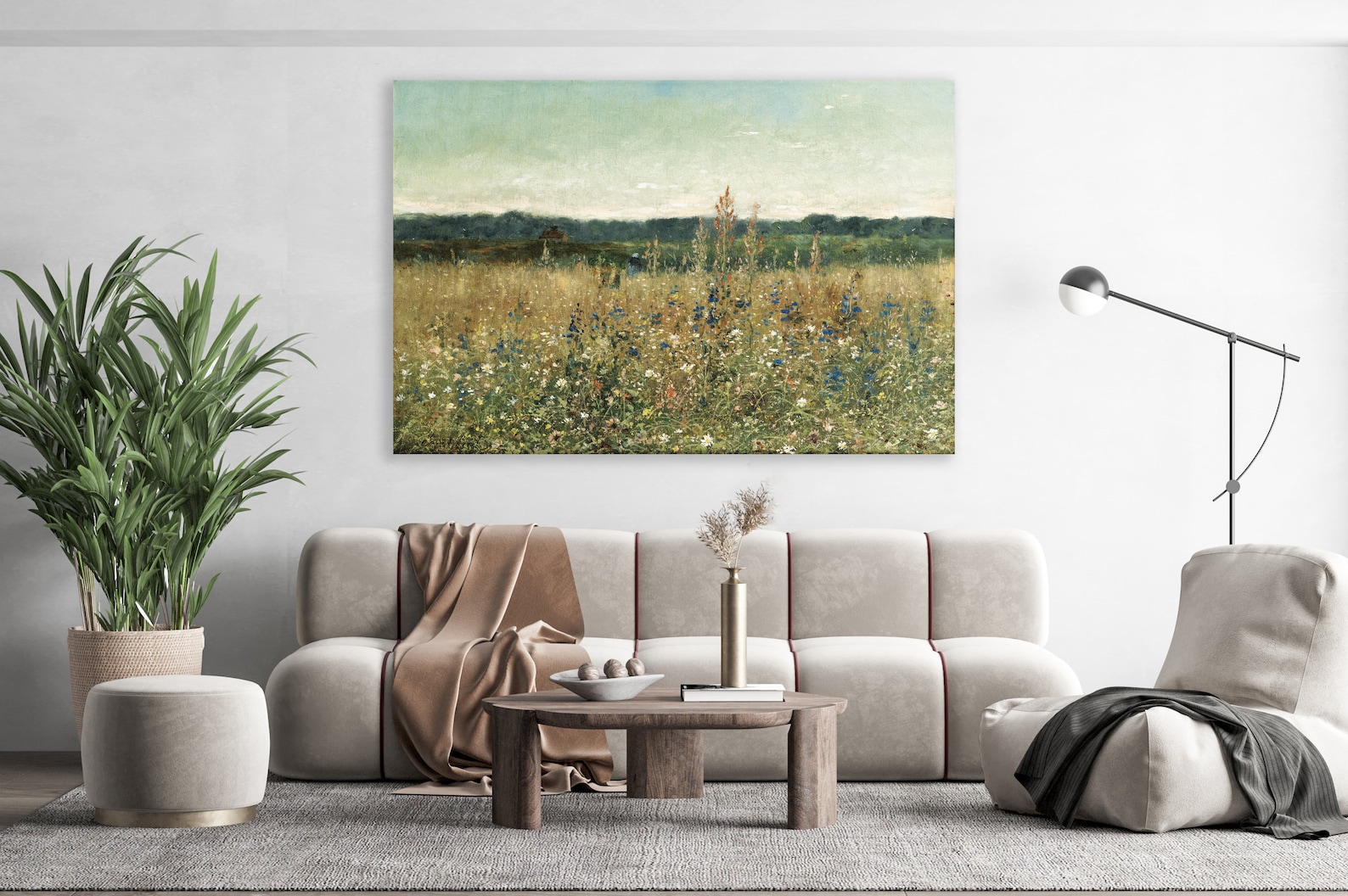Wildflower Field Art Print, Huge Canvas Home Decor, Vintage Wildflower ...