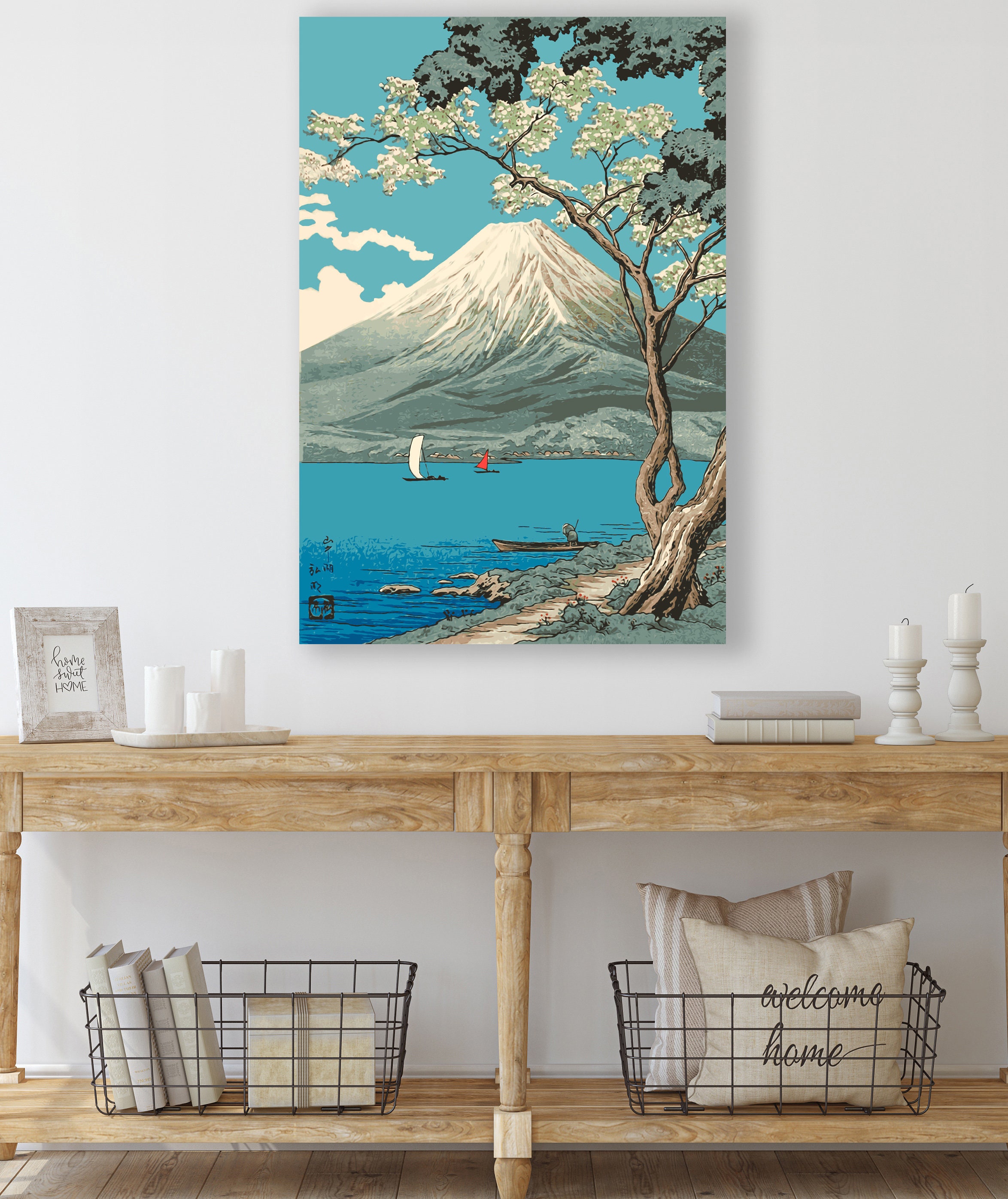 Modern Ukiyoe Fuji Mountain Huge Canvas Wall Decor Japanese - Etsy