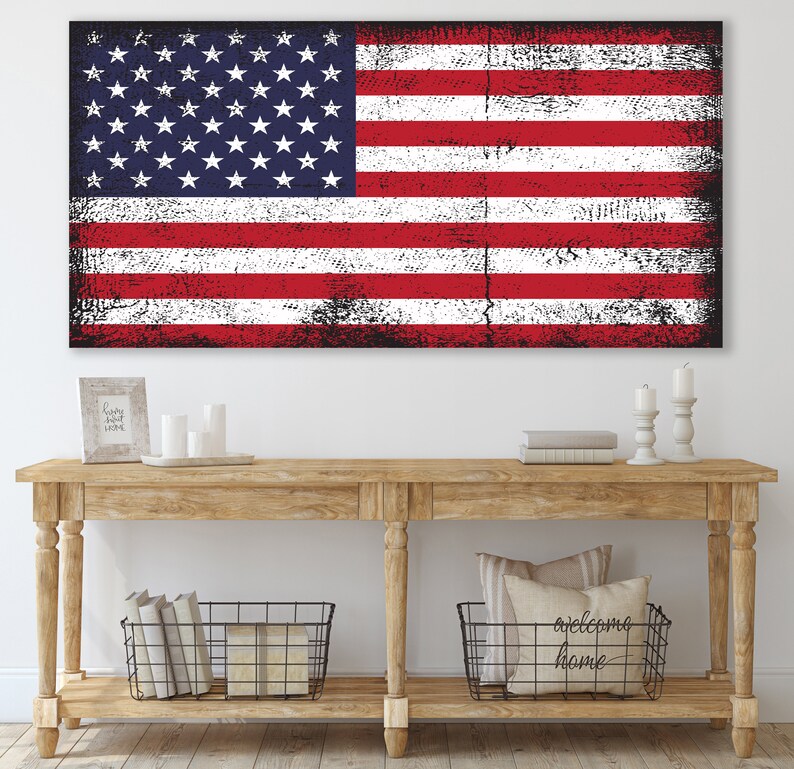 US Flag Canvas Flag Wall Decor Huge Canvas Wall Art USA Etsy