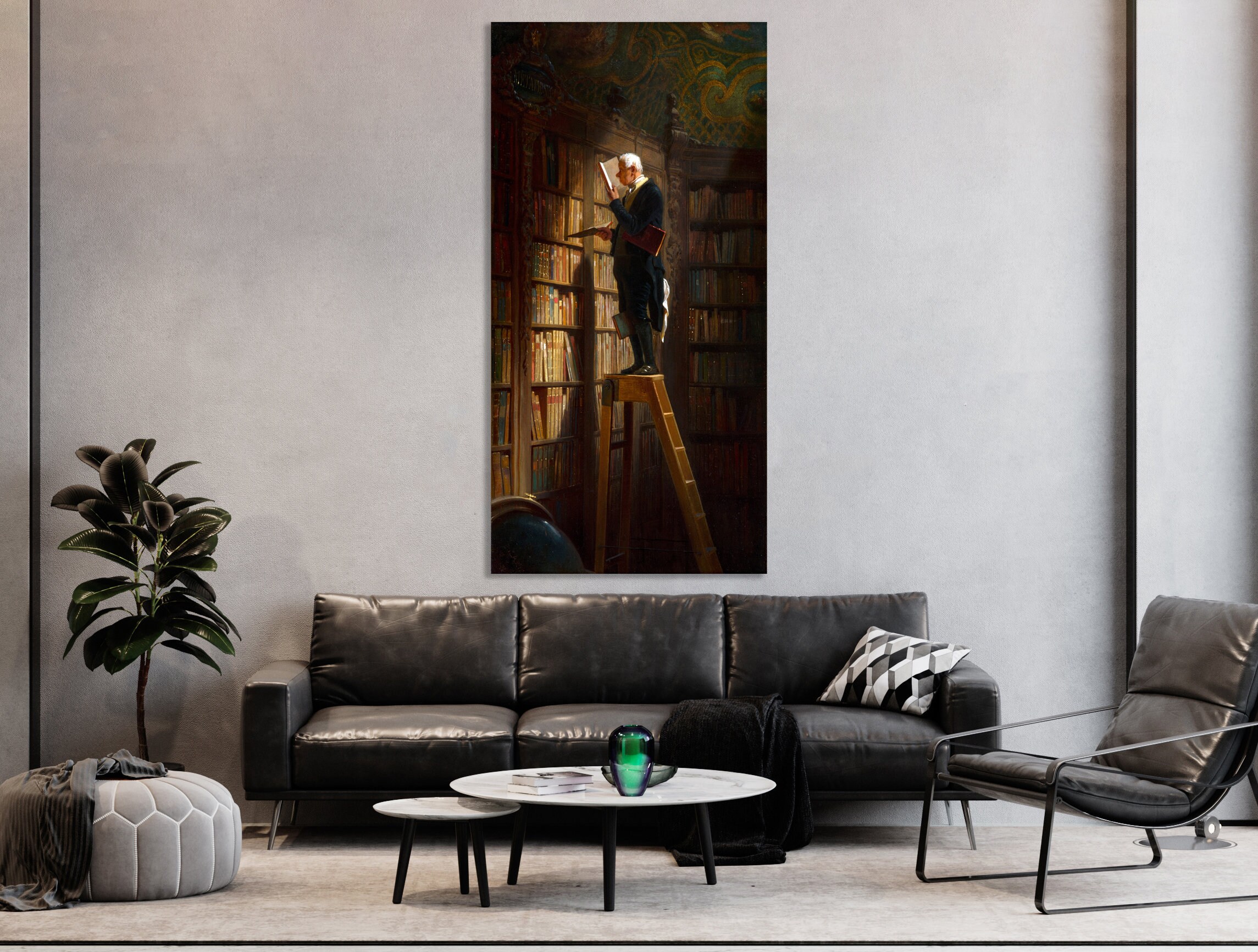The Bookworm 1850 Wall Art, Huge Canvas Wall Decor, Carl Spitzweg Art ...