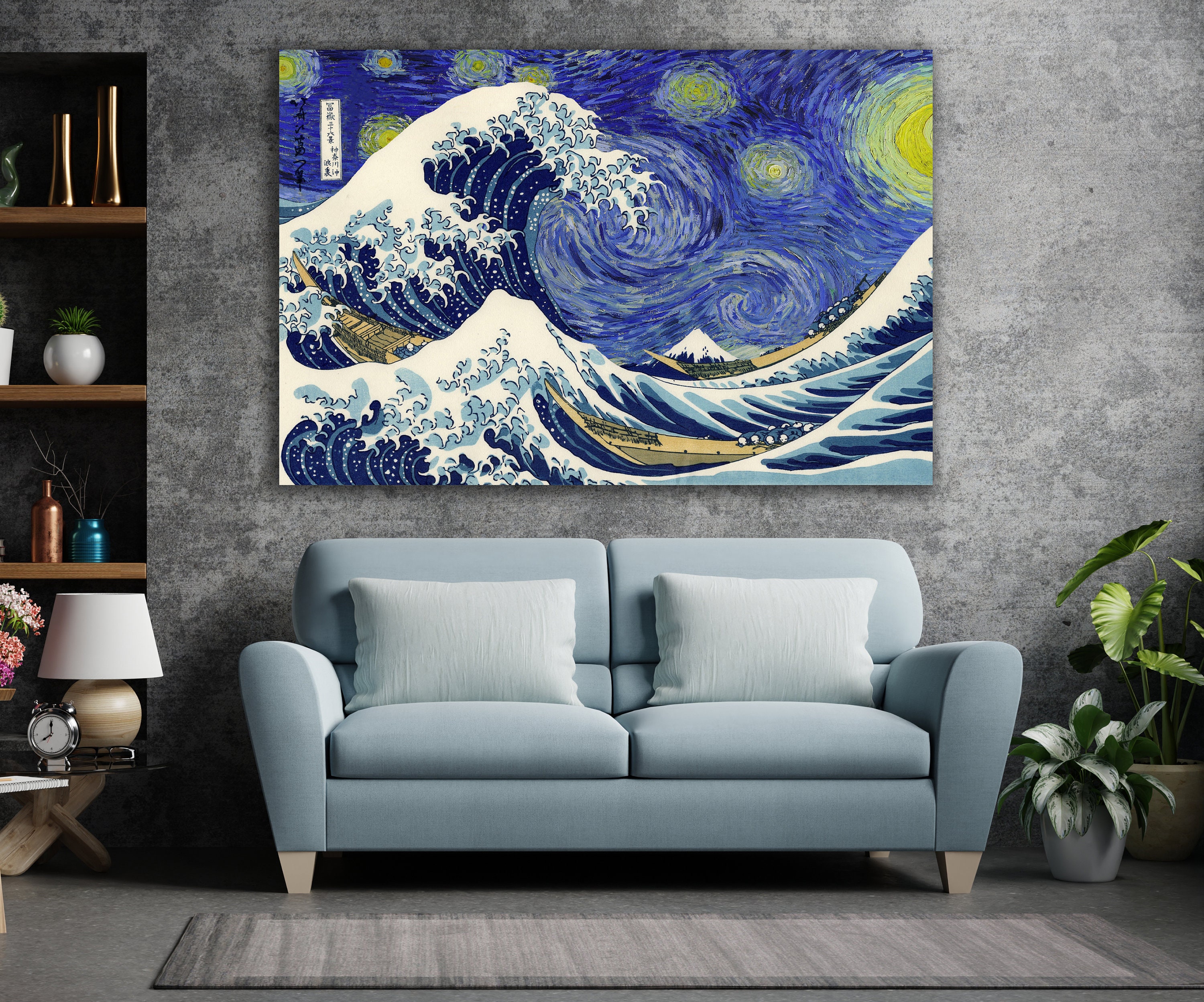 The Great Wave off Kanagawa Wall Art Huge Canvas Home Decor Etsy UK
