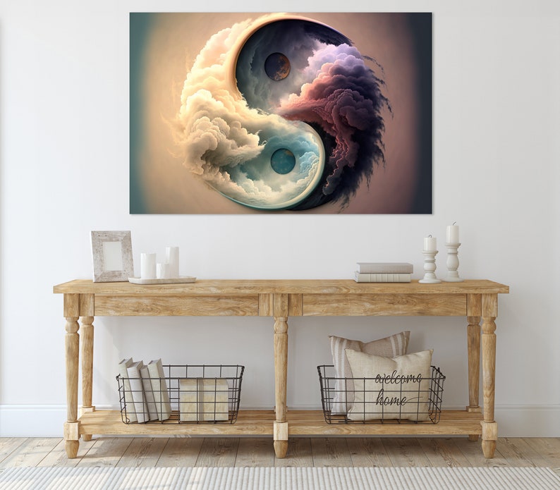 Yin and Yang Wall Art, Huge Canvas Home Decor, Zen Meditation Canvas ...