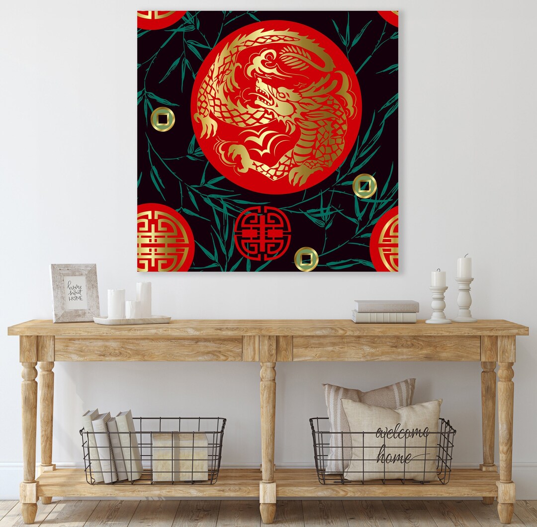 Chinese Dragon Wall Decor, Dragon Canvas, Huge Canvas Wall Art, Chinese Dragon Art, Dragon Wall