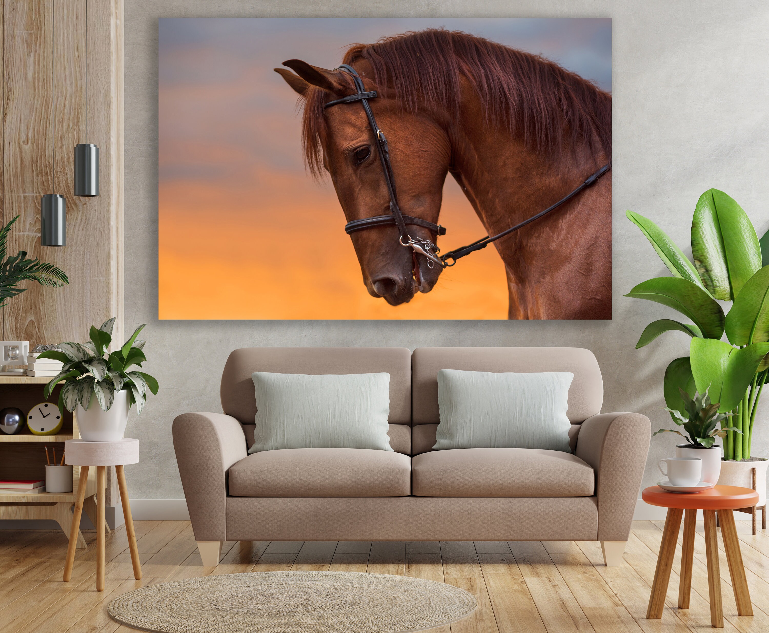 Brown Horse Huge Canvas Wall Art Horse Head Canvas Horse Etsy