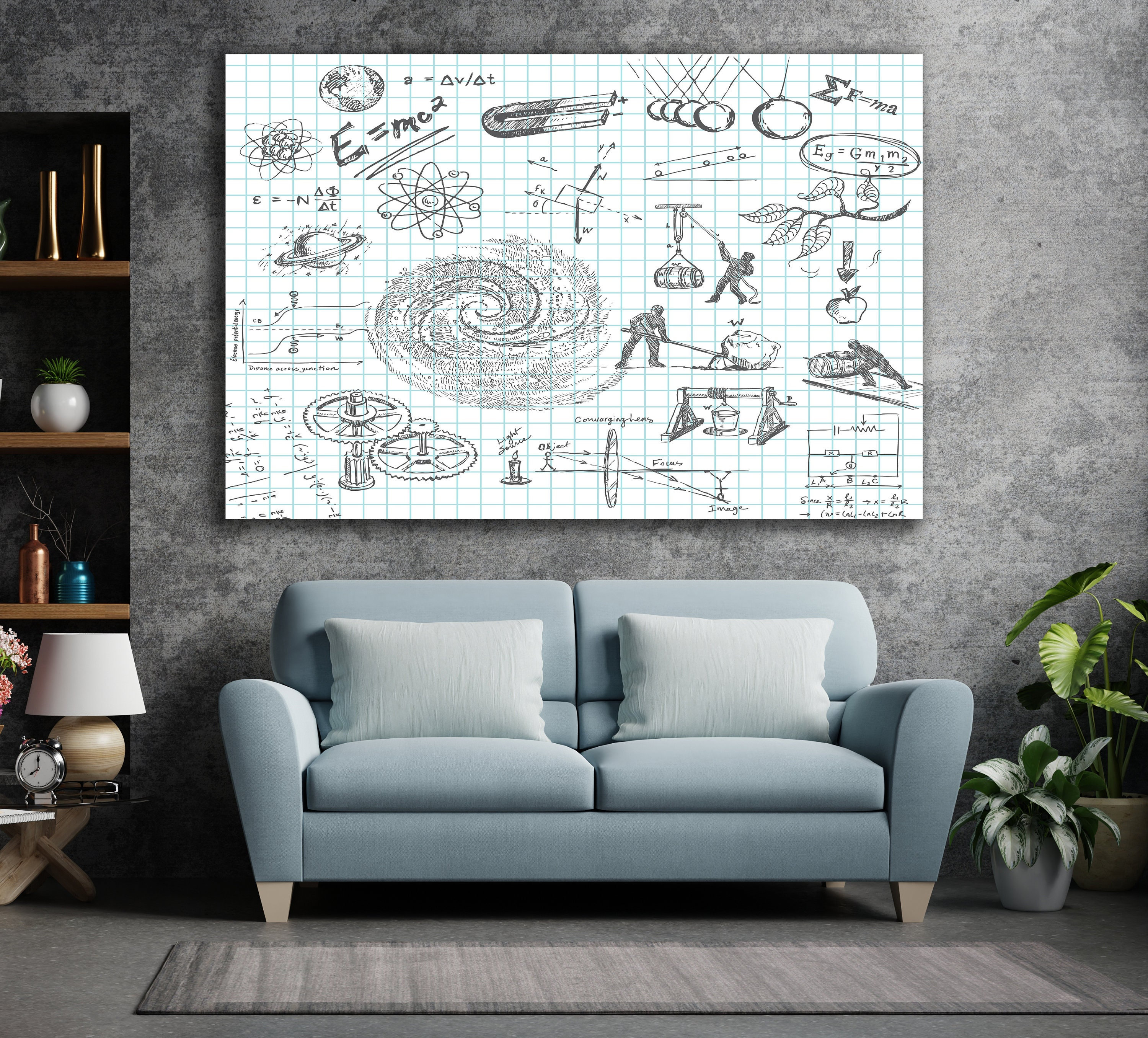 Physics Art Formulas Canvas Huge Canvas Wall Decor Science Etsy