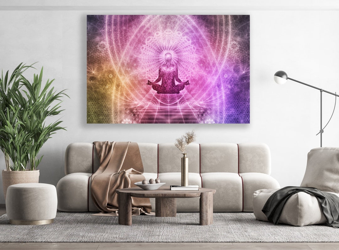 Meditation Wall Art, Huge Canvas Home Decor, Peace, Chakra, Meditation