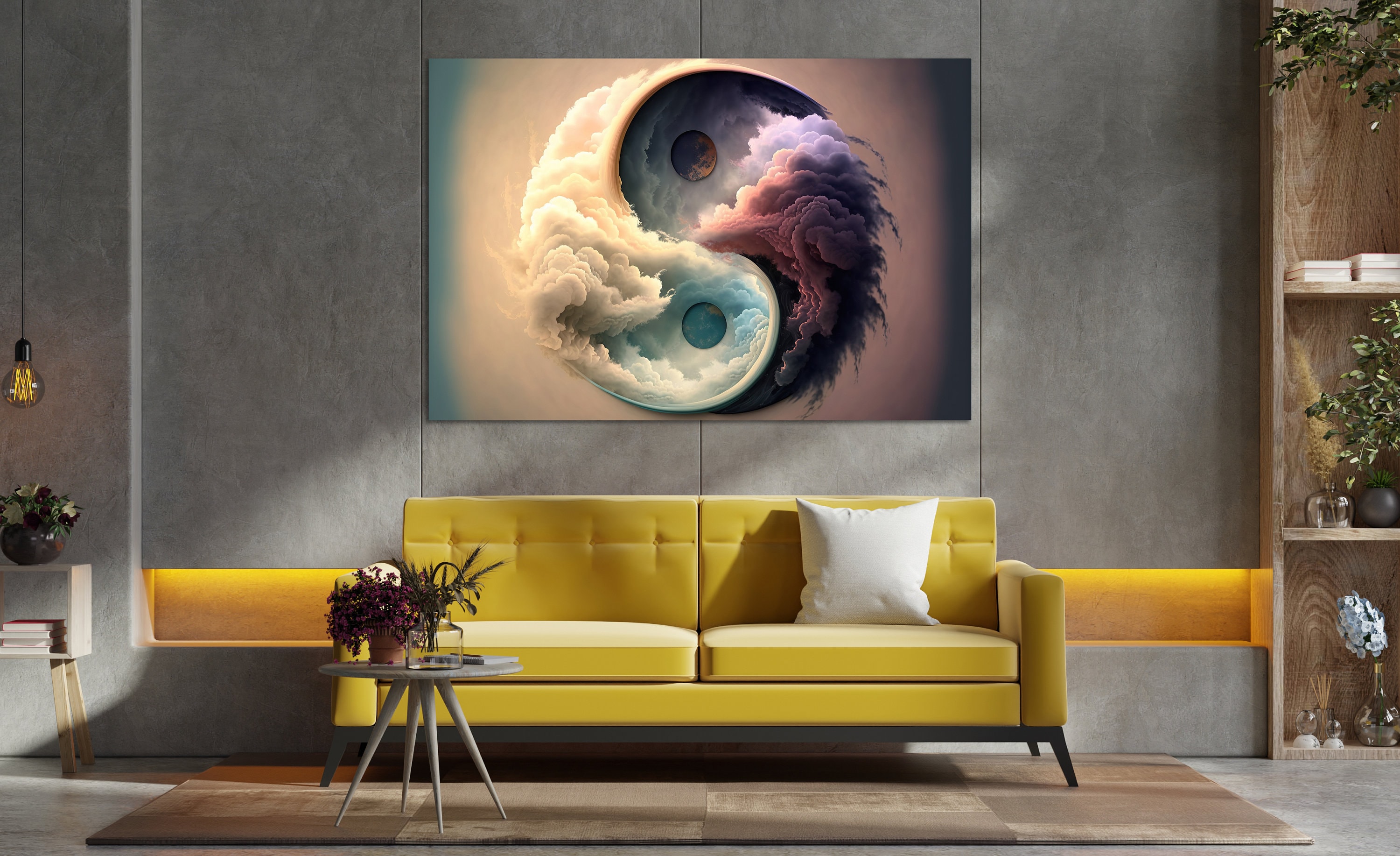 Yin and Yang Wall Art, Huge Canvas Home Decor, Zen Meditation Canvas ...