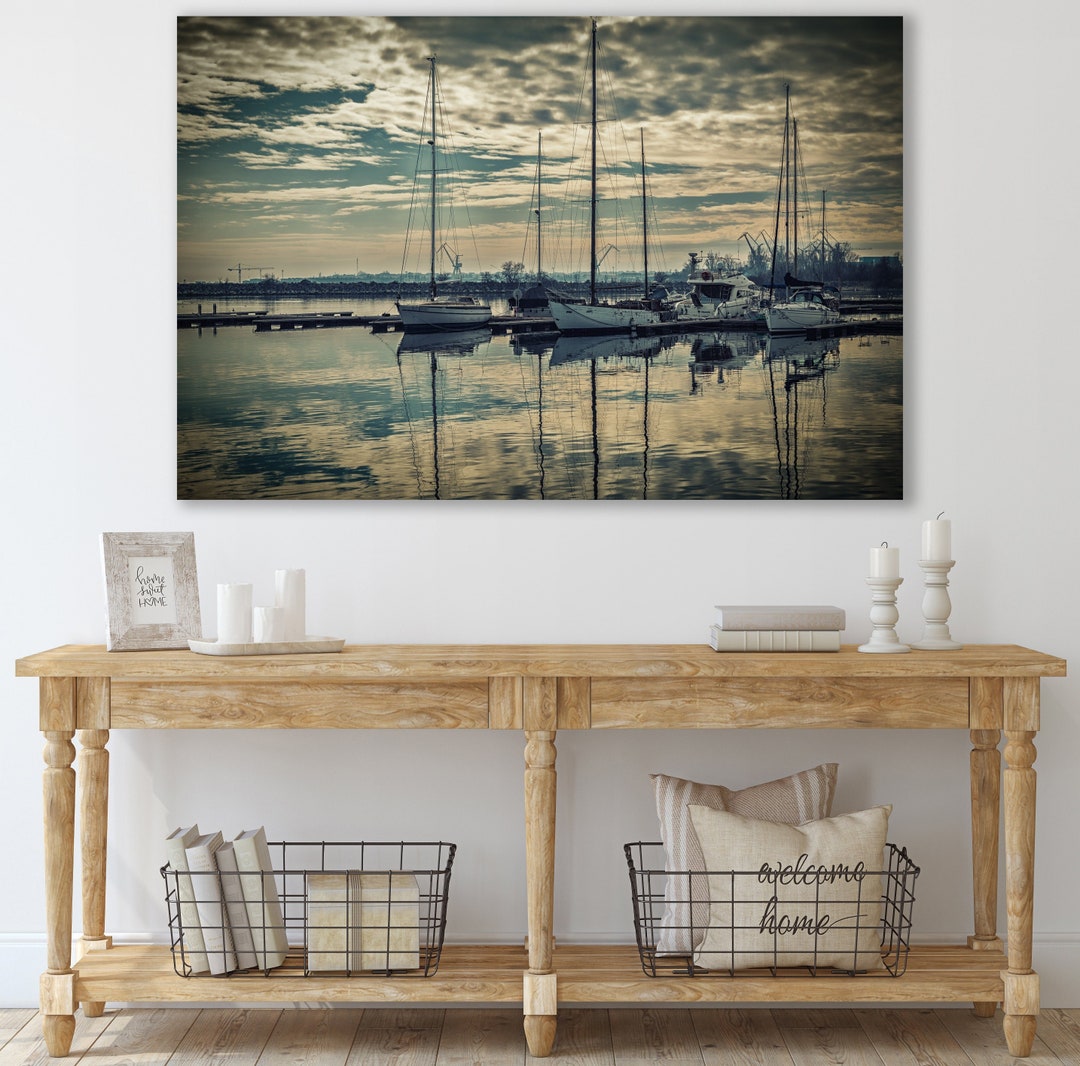 Marina Wall Art, Sailboat Canvas, Huge Canvas Home Decor, Marina Art ...