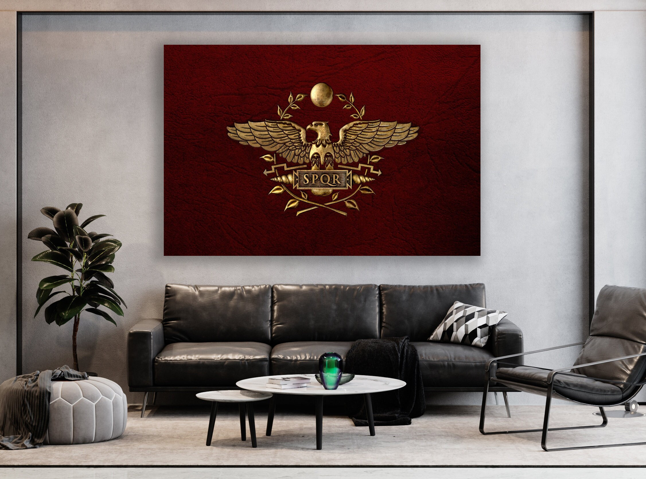 ローマ帝国風SPQR鷲レリーフ 壁掛け 3Dプリント 37х50cm SPQR Sign, Ancient Roman Flag, Huge Canvas Home Decor, SPQR Canvas