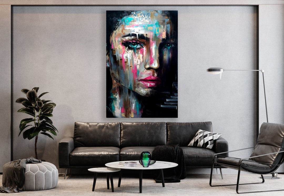 Woman Art Canvas, Woman Painting Wall Art, Huge Canvas Wall Decor, Woman Artistic Art Etsy