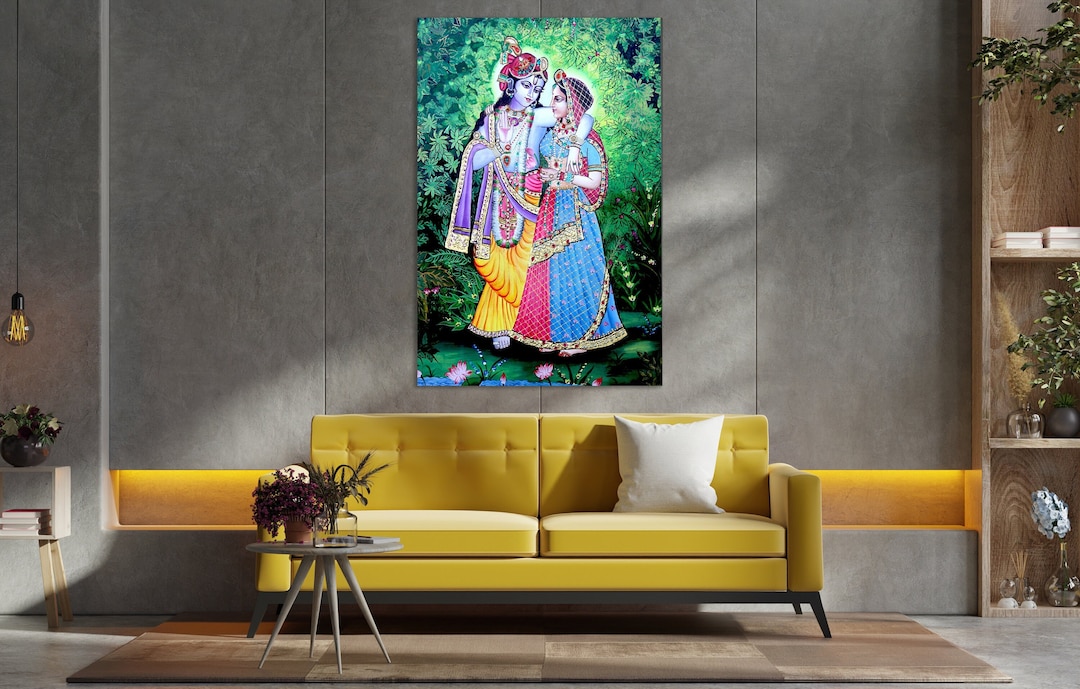 Radha Krishna Wall Art Huge Canvas Wall Decor Radha Krishna Etsy