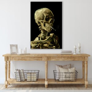 Skull of a Skeleton with Burning Cigarette Wall Art, Van Gogh Art, Huge Canvas Home Decor, Skull of a Skeleton with Burning Cigarette Art bild 2