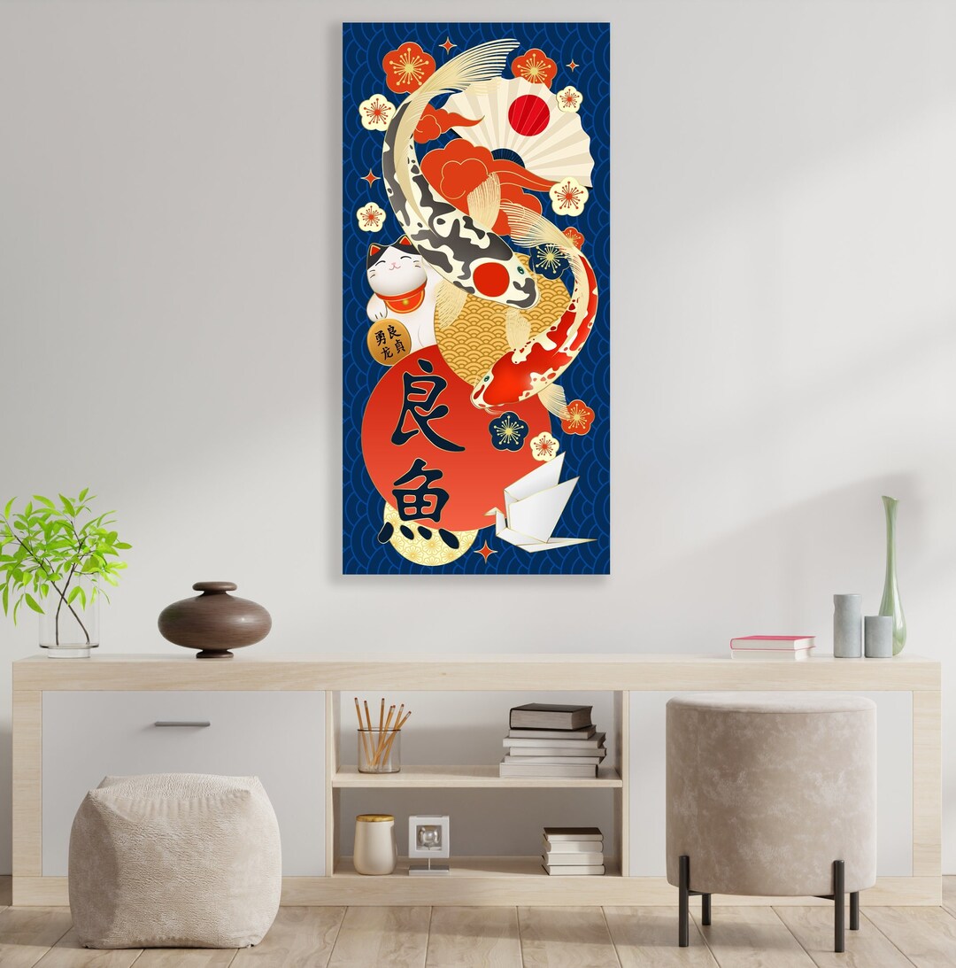 Japanese Koi Fish Wall Art, Huge Canvas Wall Decor, Koi Fish Art Print ...
