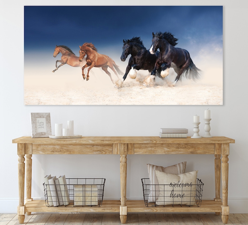Running Horses Wall Art Huge Canvas Wall Decor Running Etsy