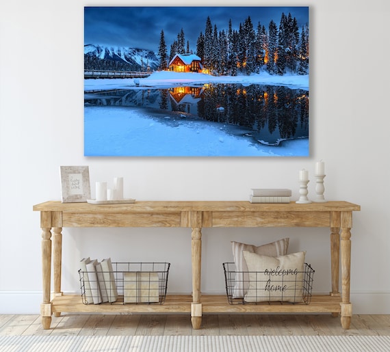 Winter Art, Huge Canvas Home Decor, Snow Art, Nature Wall Art, Snowy Art, Winter Wall Art, Snowy Trees Art, Frozen Lake Art Print