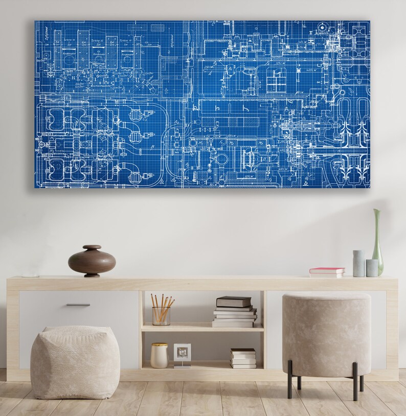 Custom Blueprint Art Huge Canvas Wall Art Blueprint Canvas Etsy
