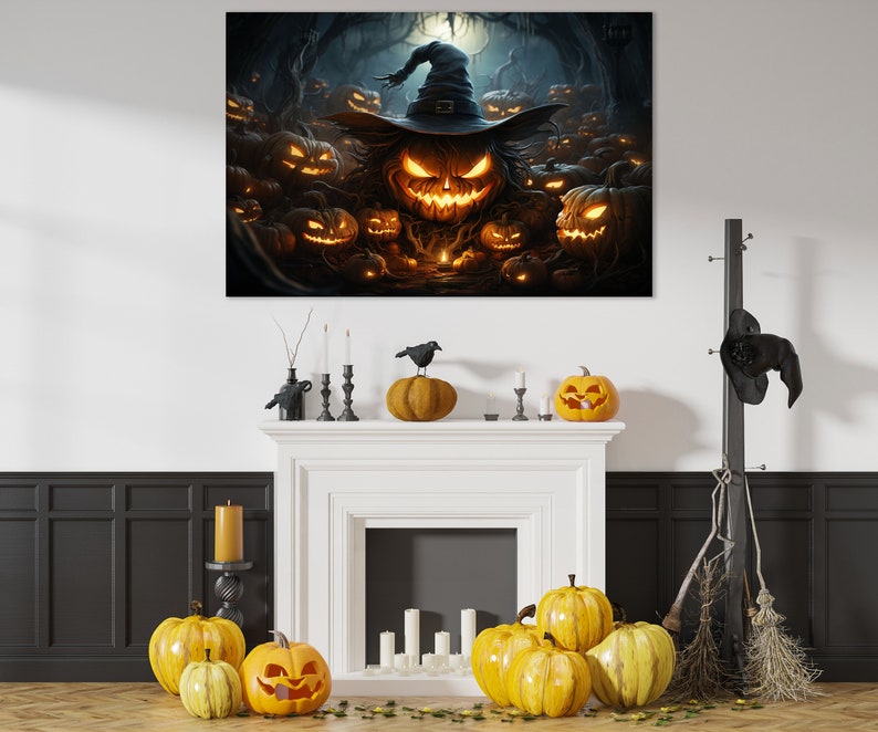 Halloween Gift, Huge Canvas Home Decor, Jack O Lantern Canvas Print ...