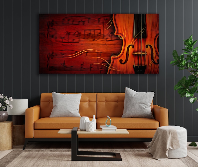 Violin Art, Music Notes, Huge Canvas Wall Decor, Music Notes Wall Art ...