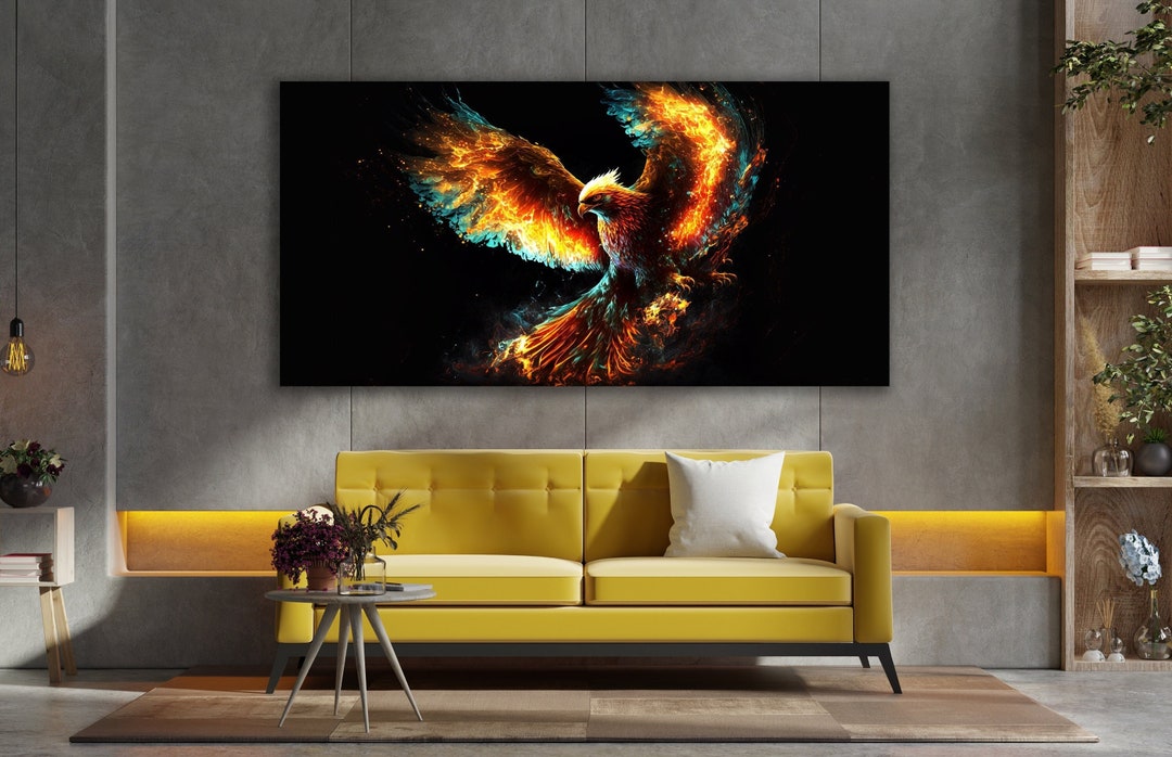 Phoenix Wall Art, Huge Canvas Wall Decor, Phoenix Bird Canvas, the