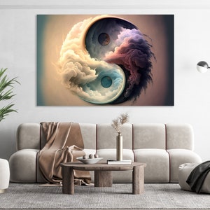 Yin and Yang Wall Art, Huge Canvas Home Decor, Zen Meditation Canvas ...