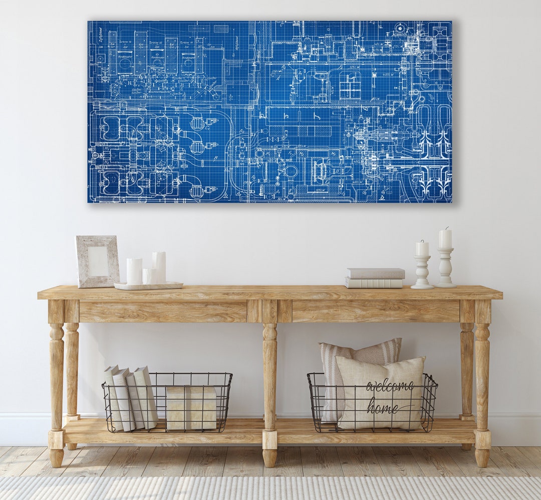 Custom Blueprint Art, Huge Canvas Wall Art, Blueprint Canvas, Huge