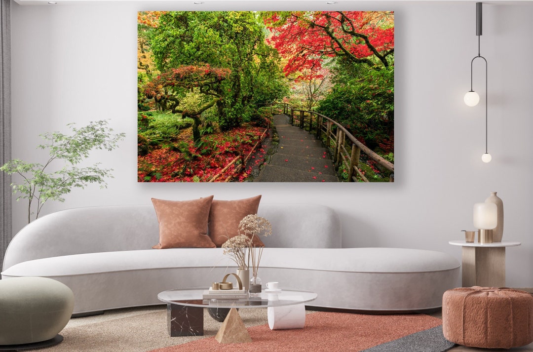 Butchart Garden Art, Trees Wall Art, Huge Canvas Home Decor, Butchart