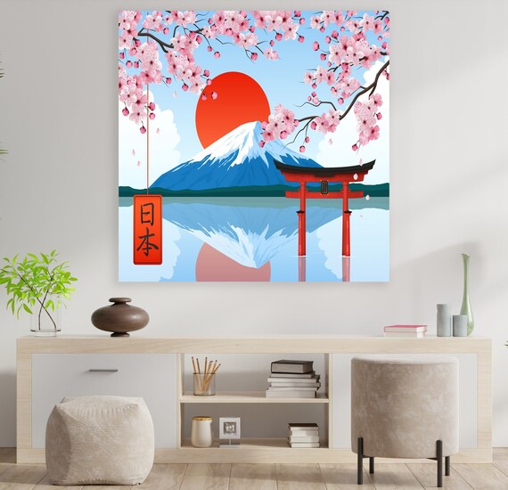 Japanese Flowering Cherry Blossom Art Huge Canvas Wall Etsy
