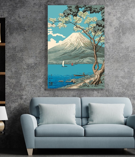 Modern Ukiyoe Fuji Mountain Huge Canvas Wall Decor Japanese | Etsy