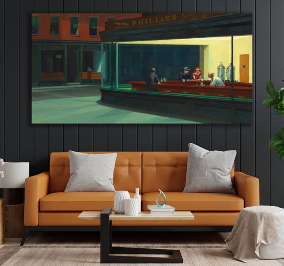 Nighthawks Canvas, Huge Canvas Wall Decor, Edward Hopper Art, Night Hawks Wall Art, Edward Hopper, Nighthawks
