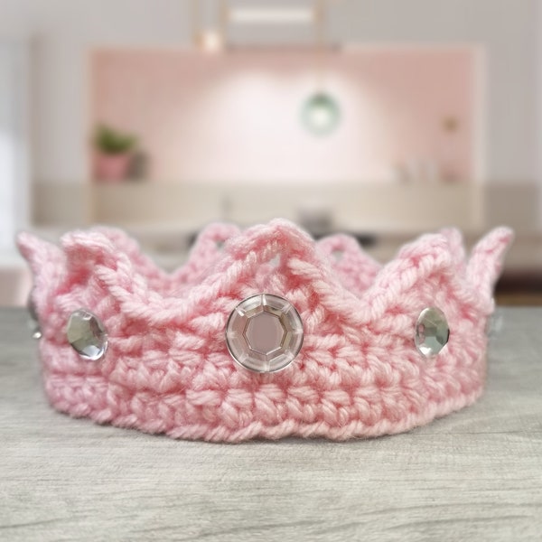 Crochet Baby Princess Crown, with Gems