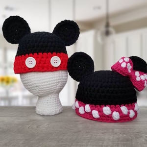 Mickey and Minnie Inspired Hats // Crochet Hat // Kids & Adults