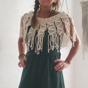 Macrame cape for wedding guest, Bohemian macrame cape for women, Macrame fringe cape for festivals, Handmade boho macrame cape for parties
