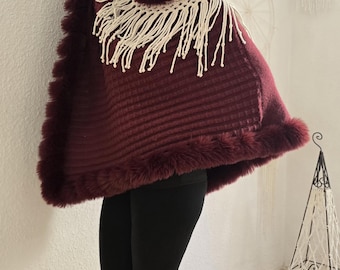 Handmade Macrame Cape, Boho Wedding Shawl, Custom Size