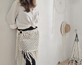 Boho Macrame Skirt | Handmade Macramé Beach Cover Up | Festival Fringe Skirt | Made to Order