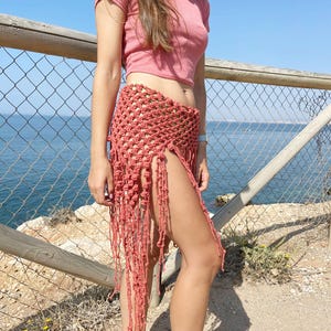 Beach cover‑up skirt- Macrame festival wear- Recycled thread macrame- Organic cotton macrame skirt- Handwoven bohemian skirt- Boho macrame