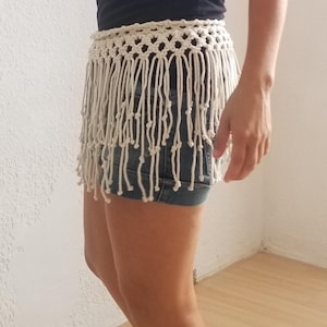 Boho macrame mini skirt, Sustainable macrame skirt, Handmade skirt, Festival macrame skirt, Beach macrame mini skirt, Fringed macrame skirt