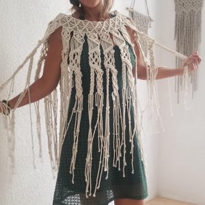Designer macrame cape, Boho macrame cape, Festival macrame-style cape, Statement macrame cape for parties, Macrame cape for layering