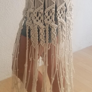 Fringed macrame skirt- Tassel hem macrame skirt- Long macrame maxi skirt- Mini macrame cover‑up- Beach cover‑up skirt- Macrame festival wear