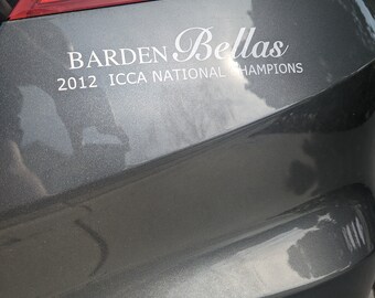 Barden Bellas National Champions Car Decal/Sticker