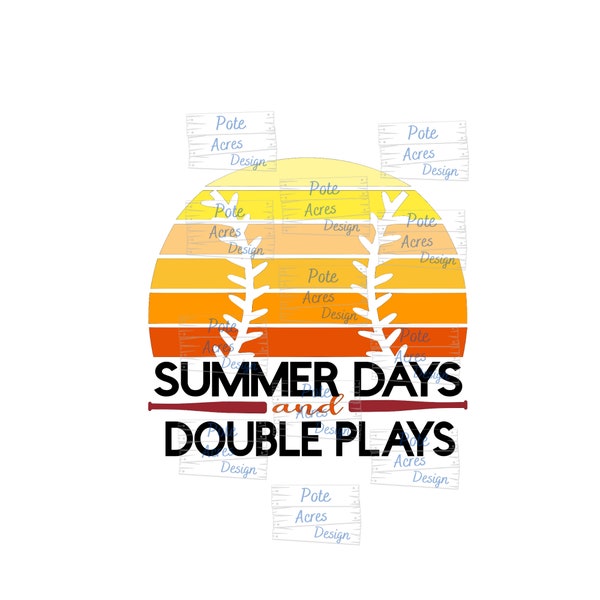 Summer Days & Double Plays Softball or Baseball PNG-SVG / Digital Cut Files / Instant download design for Cricut or silhouette