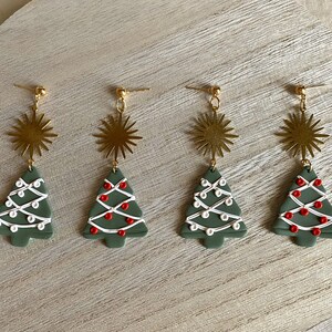 Christmas Tree Earring - Festive Winter Holiday Earring - Polymer Clay Earrings - Hypoallergenic