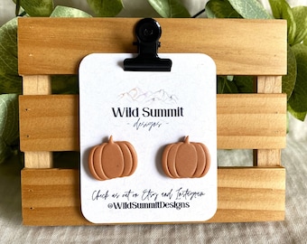 Orange Pumpkin Stud - Simple Fall and Halloween Earring - Handmade Polymer Clay Earrings - Hypoallergenic